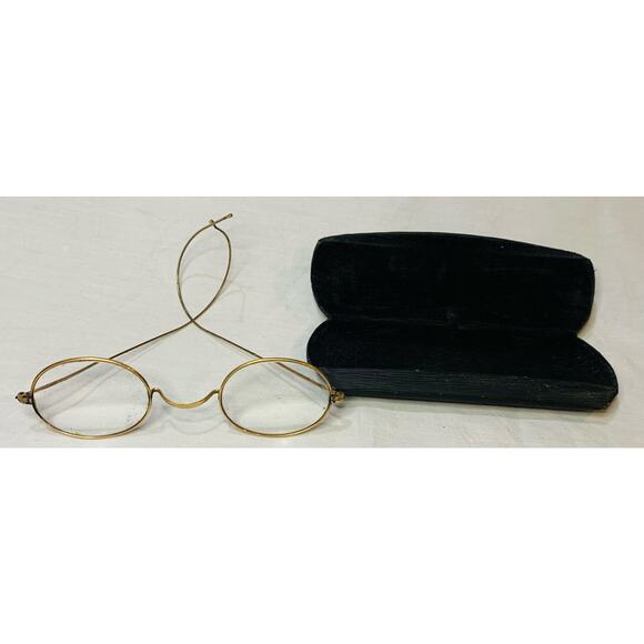 Antique Reading Glasses With Case Round Gold Content? STOCO 1/1012 Harry Potter - Picture 2 of 5